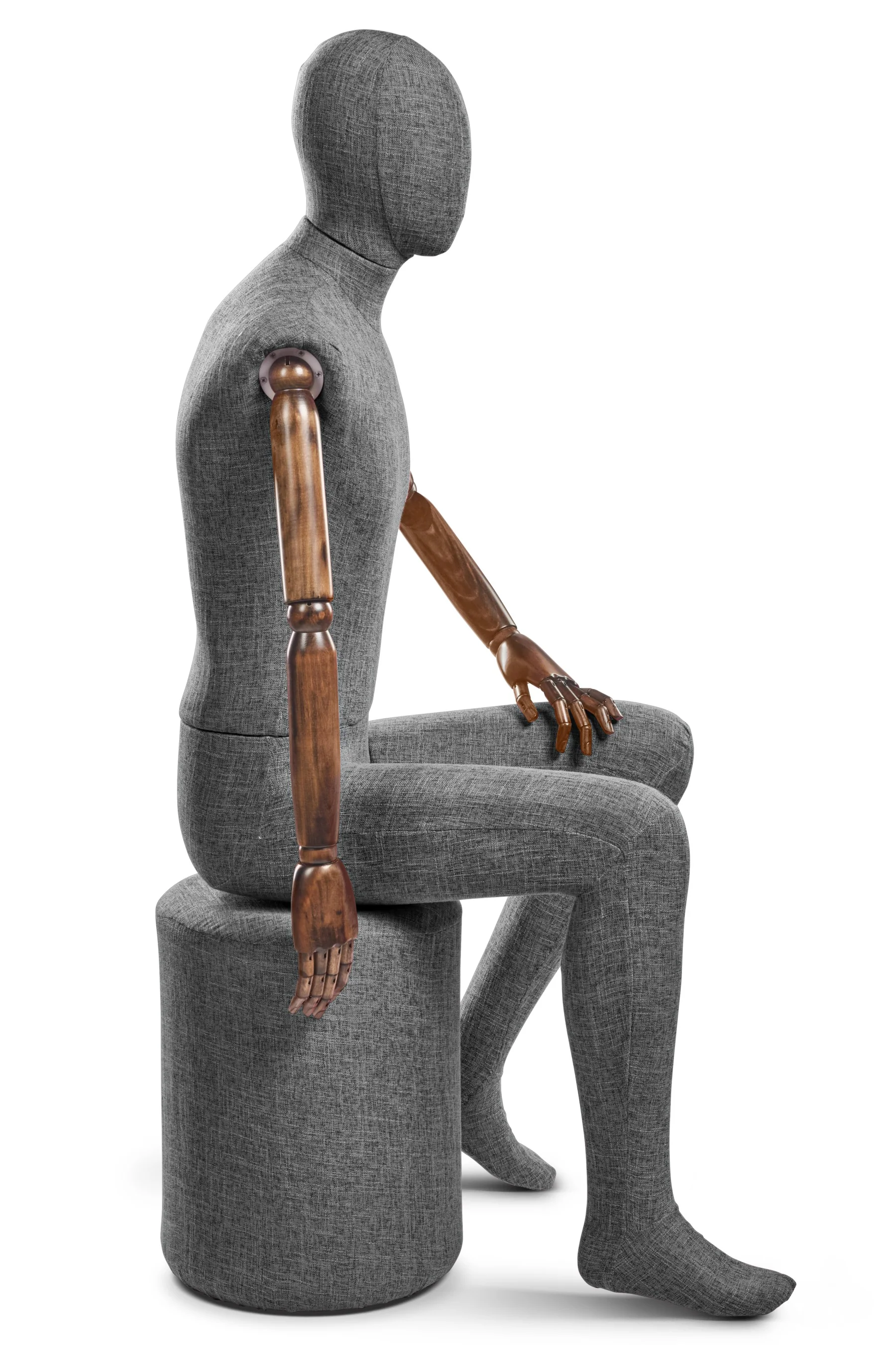 Male Fabric Wrapped Mannequin in Standing or Sitting Pose w/ Articulating Arms (WP Series) - Image 227