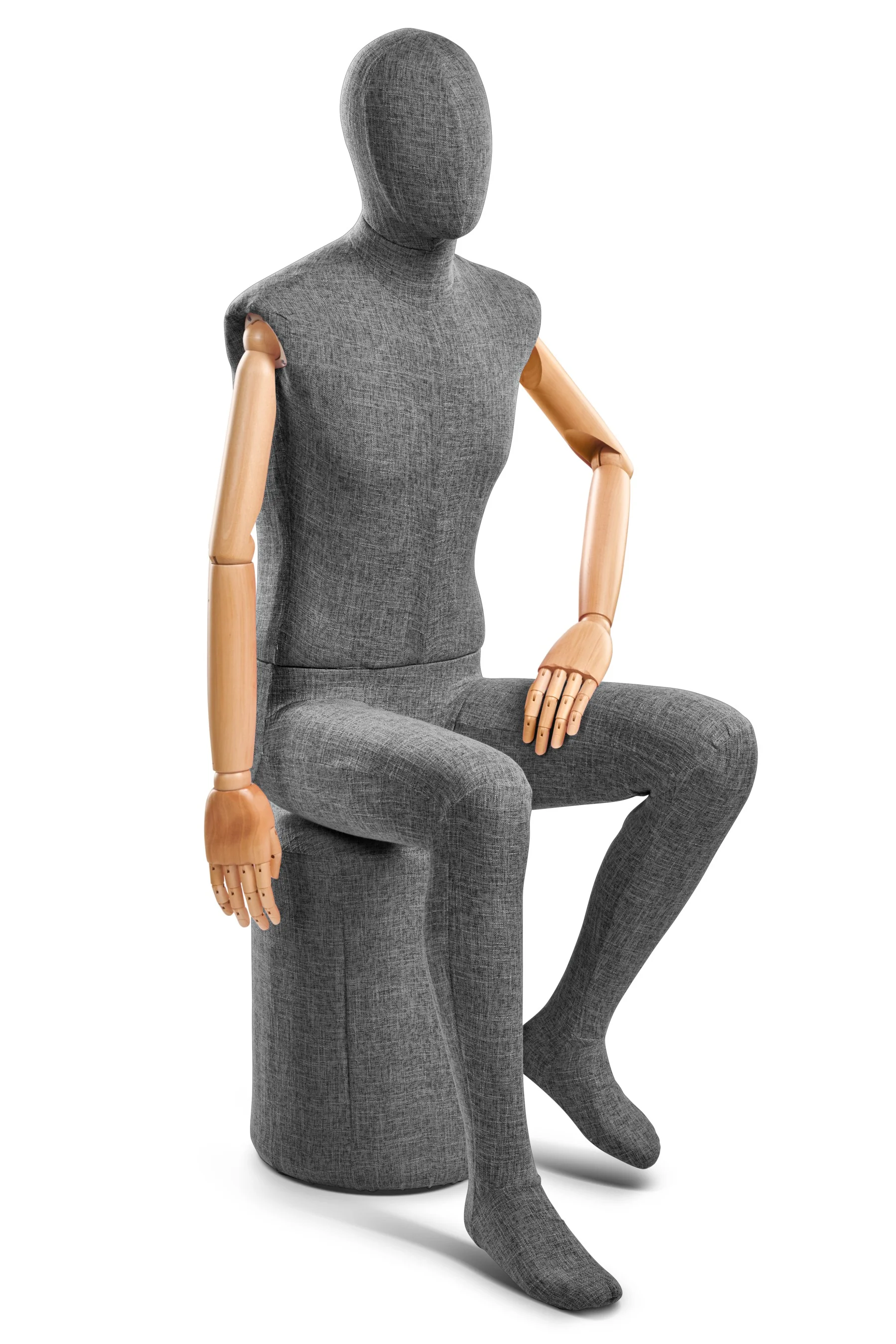 Male Fabric Wrapped Mannequin in Standing or Sitting Pose w/ Articulating Arms (WP Series) - Image 228
