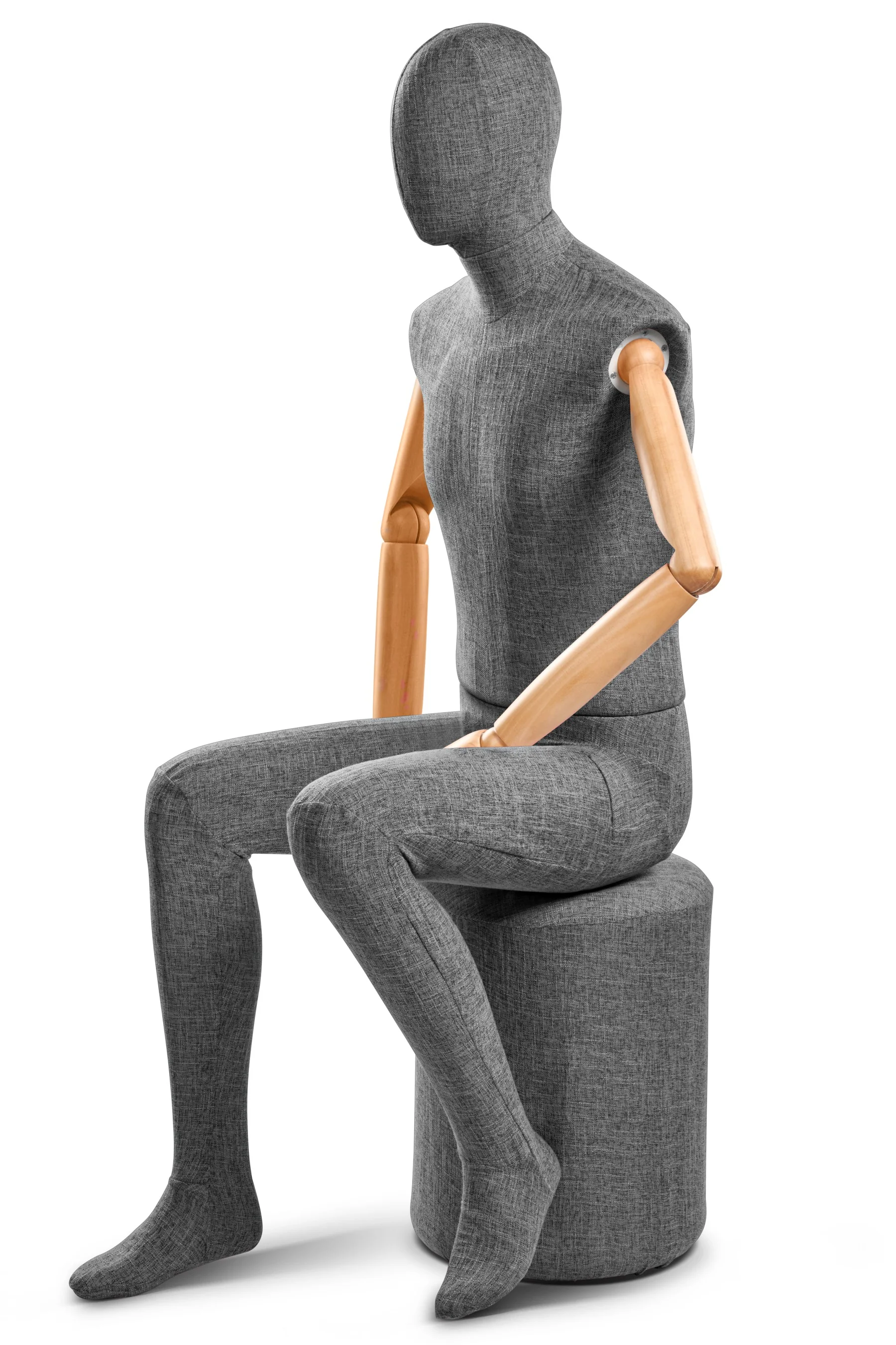 Male Fabric Wrapped Mannequin in Standing or Sitting Pose w/ Articulating Arms (WP Series) - Image 229