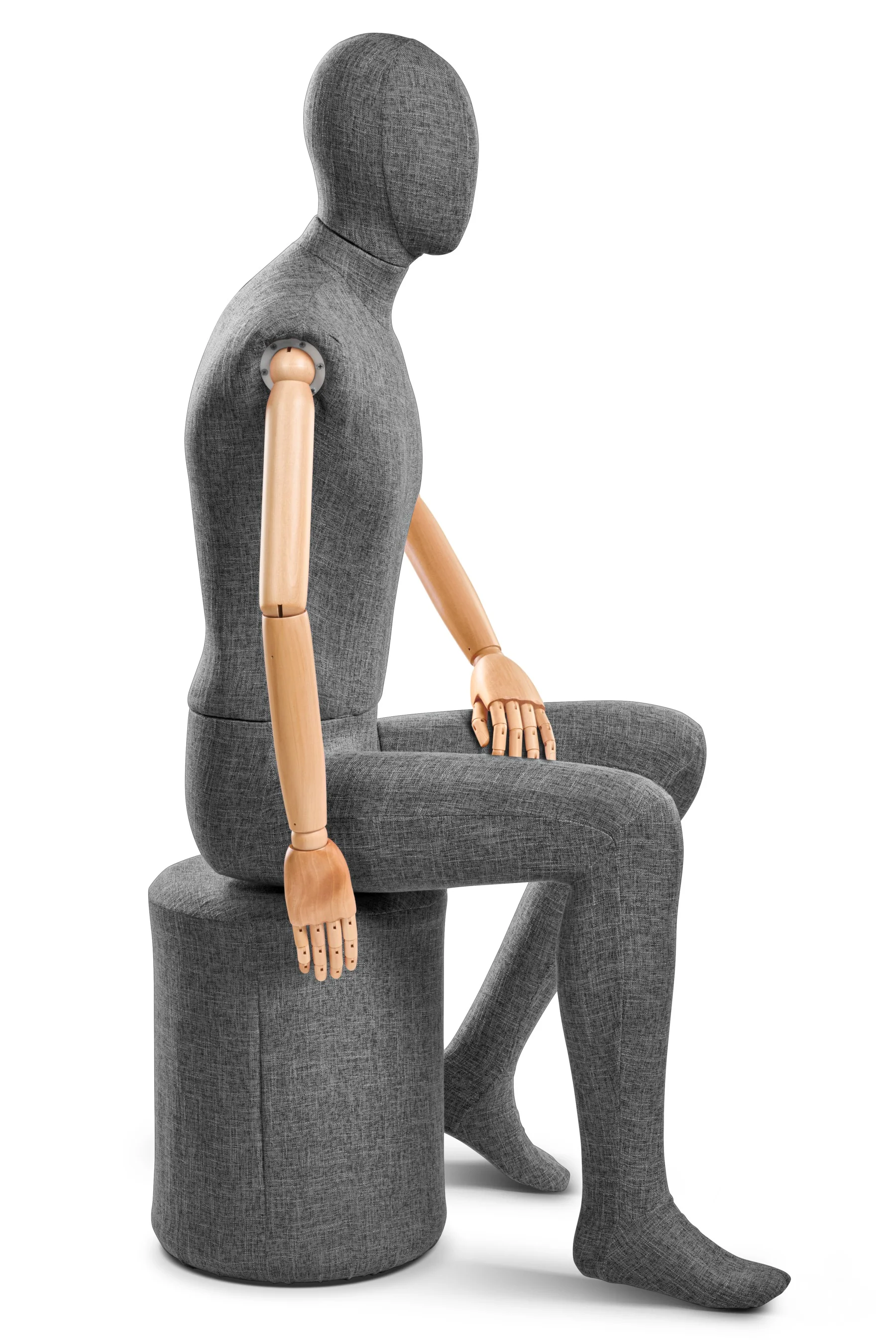 Male Fabric Wrapped Mannequin in Standing or Sitting Pose w/ Articulating Arms (WP Series) - Image 230