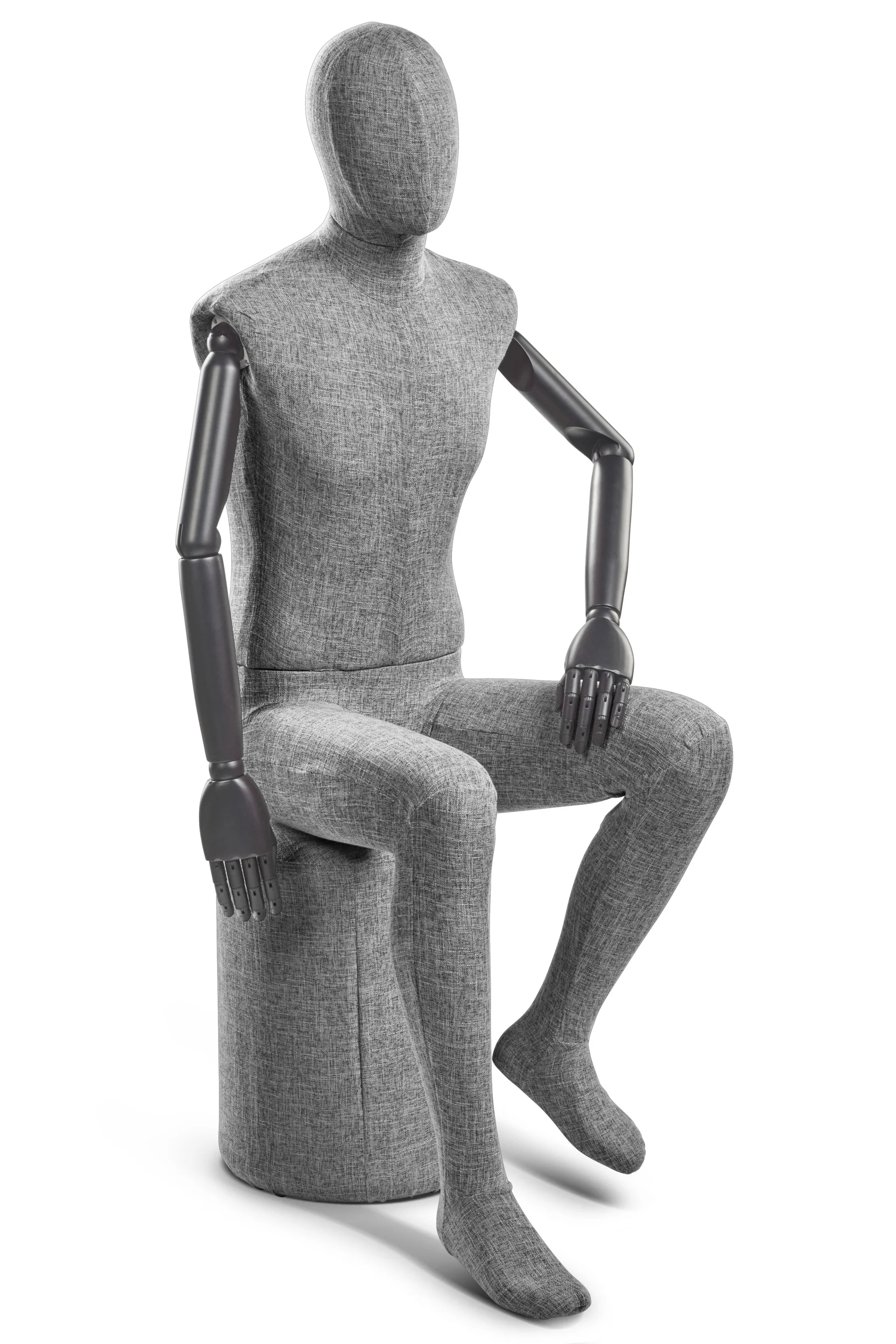 Male Fabric Wrapped Mannequin in Standing or Sitting Pose w/ Articulating Arms (WP Series) - Image 231