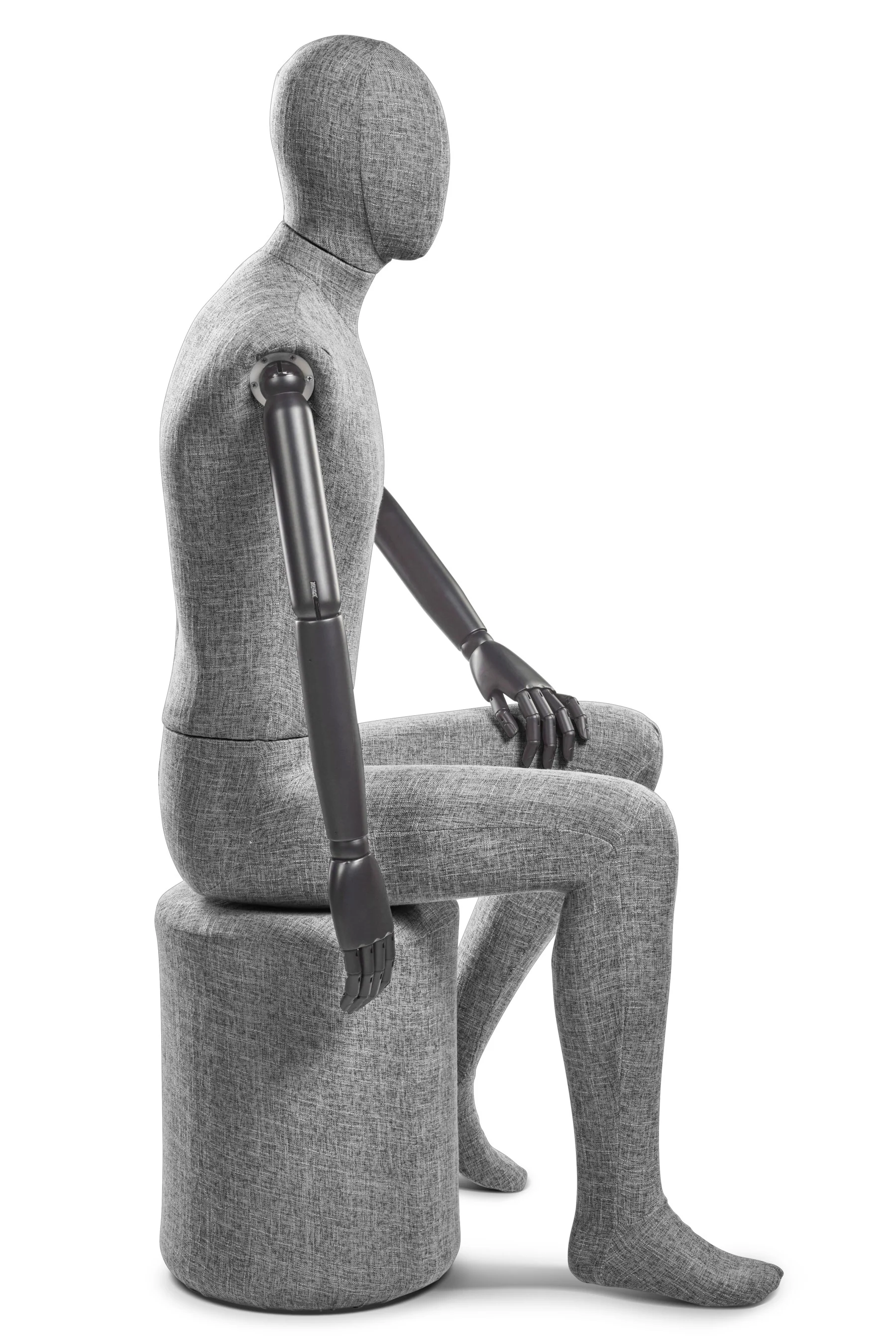 Male Fabric Wrapped Mannequin in Standing or Sitting Pose w/ Articulating Arms (WP Series) - Image 233