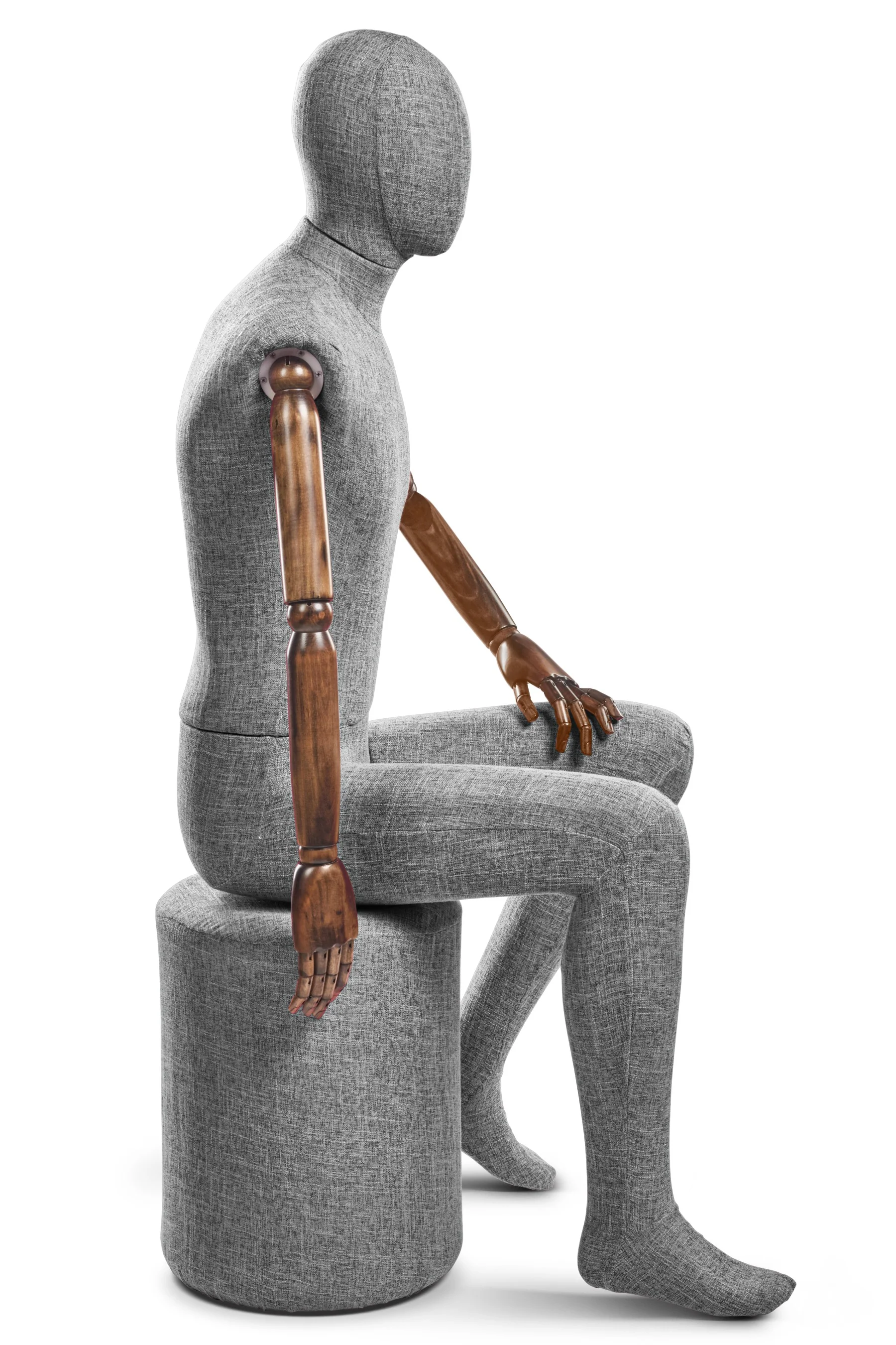 Male Fabric Wrapped Mannequin in Standing or Sitting Pose w/ Articulating Arms (WP Series) - Image 236