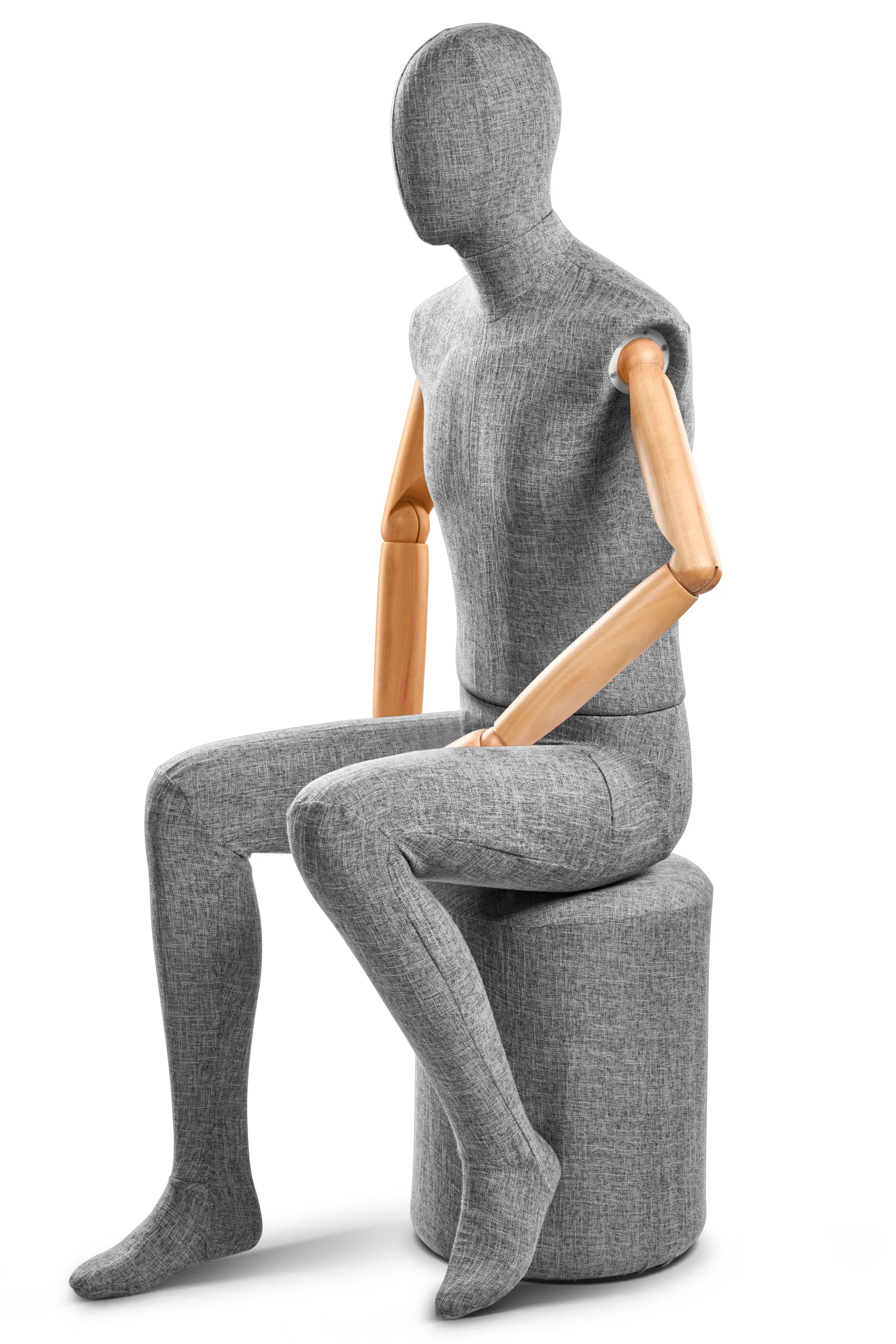 Male Fabric Wrapped Mannequin in Standing or Sitting Pose w/ Articulating Arms (WP Series) - Image 238