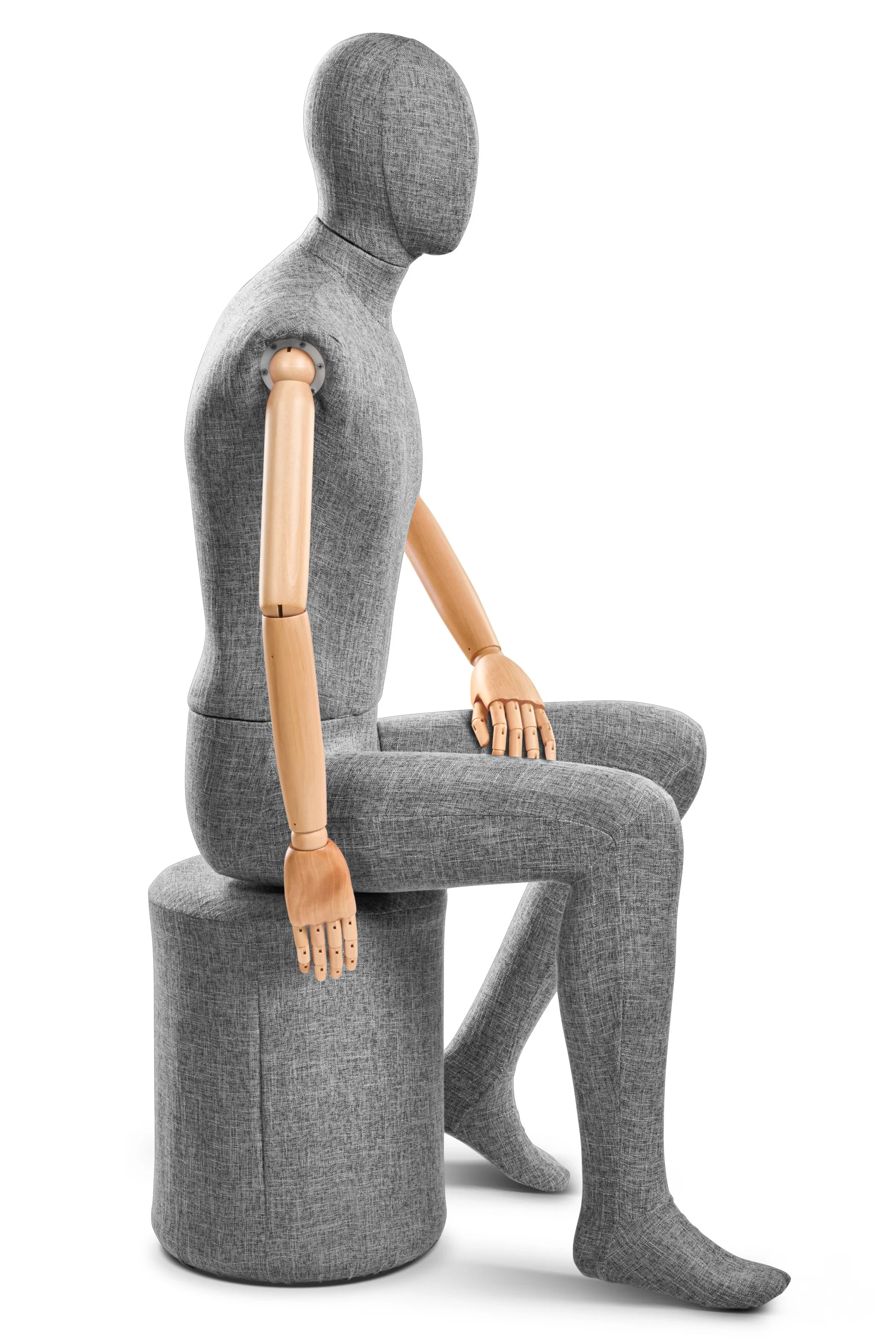Male Fabric Wrapped Mannequin in Standing or Sitting Pose w/ Articulating Arms (WP Series) - Image 239