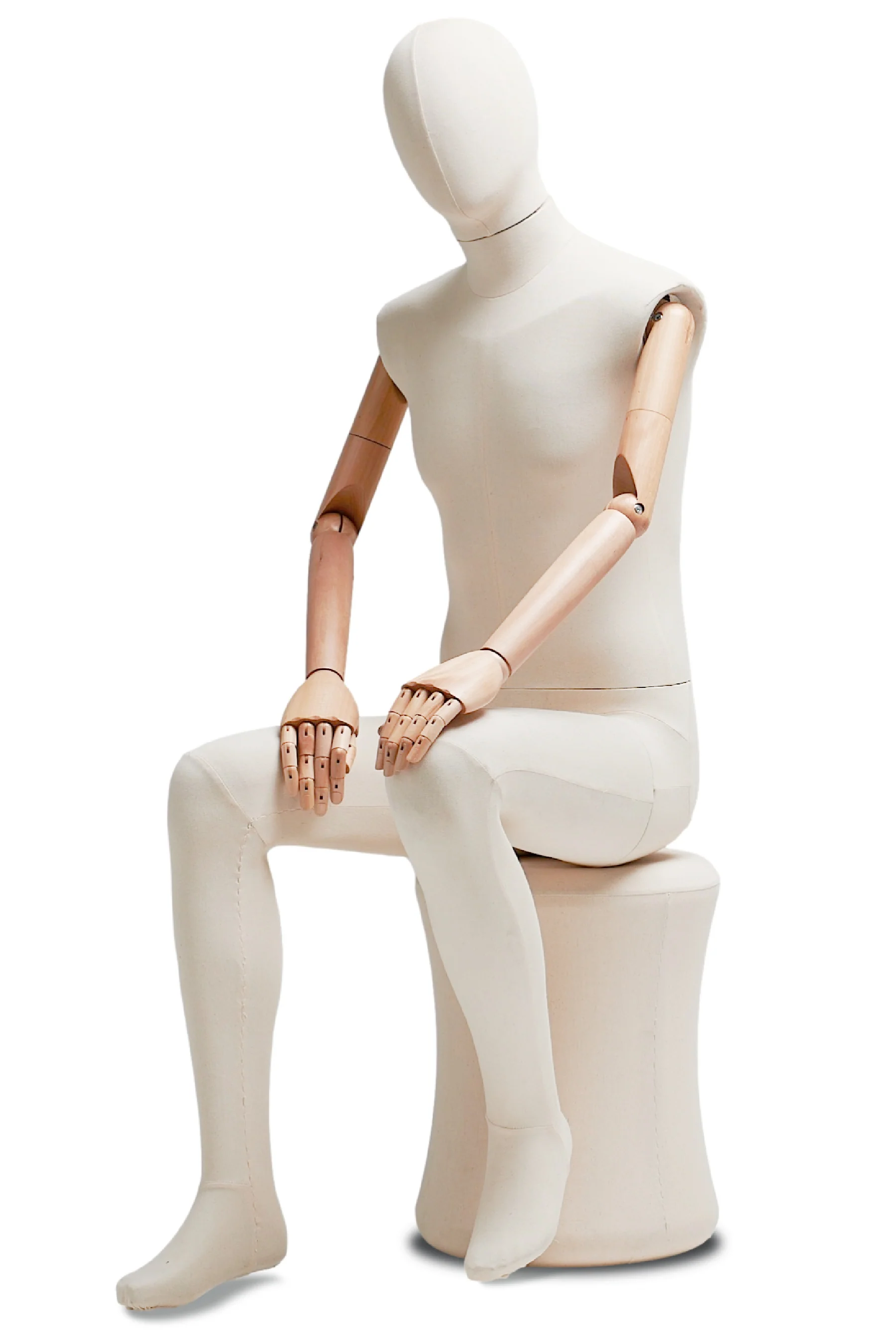 Male Fabric Wrapped Mannequin in Standing or Sitting Pose w/ Articulating Arms (WP Series) - Image 28