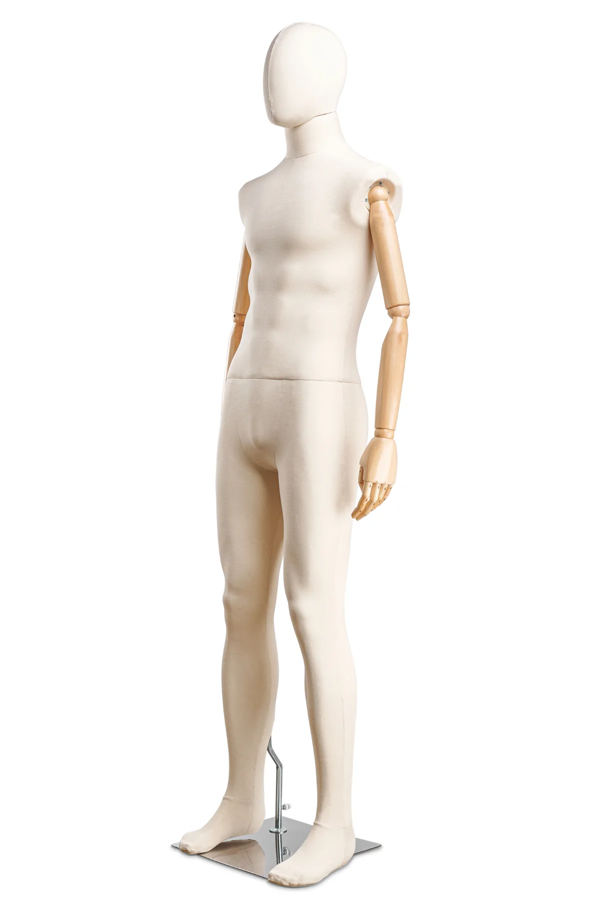 Male Fabric Wrapped Mannequin in Standing or Sitting Pose w/ Articulating Arms (WP Series) - Image 4